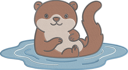 Cute Baby Otter Embroidery Design, Adorable Otter Machine Embroidery Pattern, Cute Animal Embroidery Design
