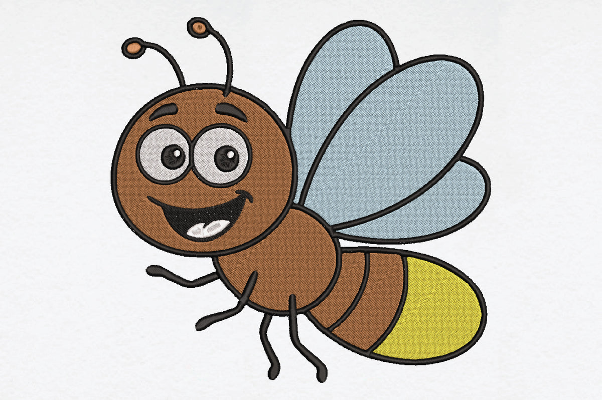 Cute Smiling Bee Embroidery Design