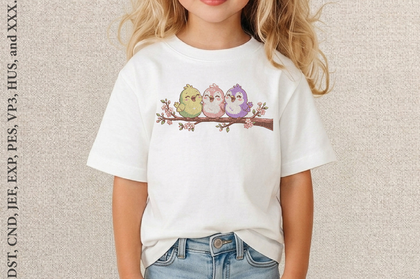 Cute Colorful Birds Embroidery Design – Adorable Bird Machine Embroidery Pattern, Bright Nature & Bird Embroidery Design