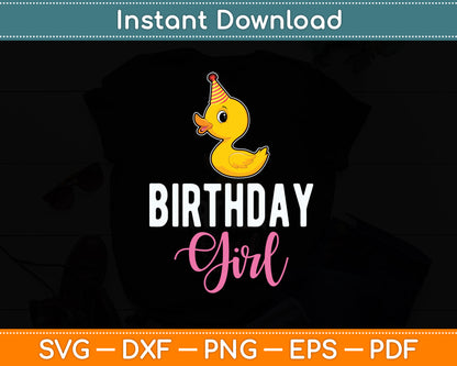 Cute Birthday Girl Duck Svg Png Dxf Digital Cutting File