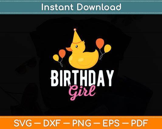 Cute Birthday Girl Duck Svg Png Dxf Digital Cutting File