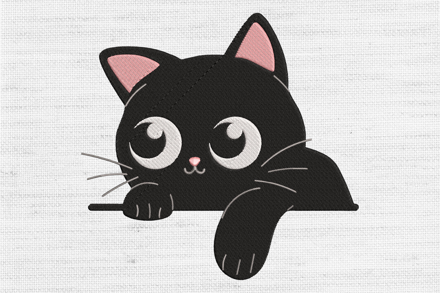 Cute Black Cat Embroidery Design – Adorable Halloween Kitty Machine Embroidery Pattern, Spooky Black Cat Embroidery Design