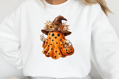 Cute Boho Halloween Ghost PNG