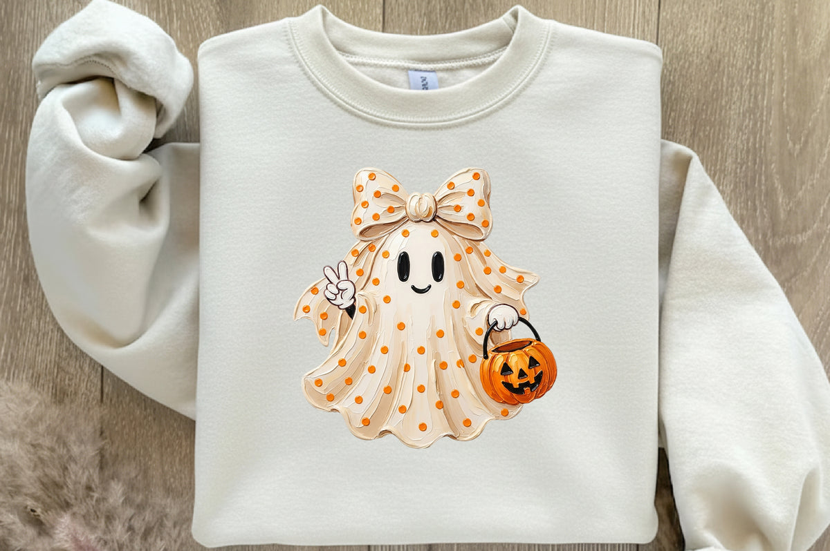 Cute Boho Halloween Ghost PNG