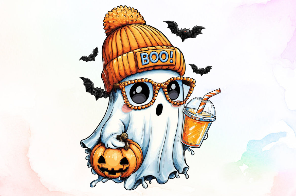 Cute Boujee Ghost Halloween PNG