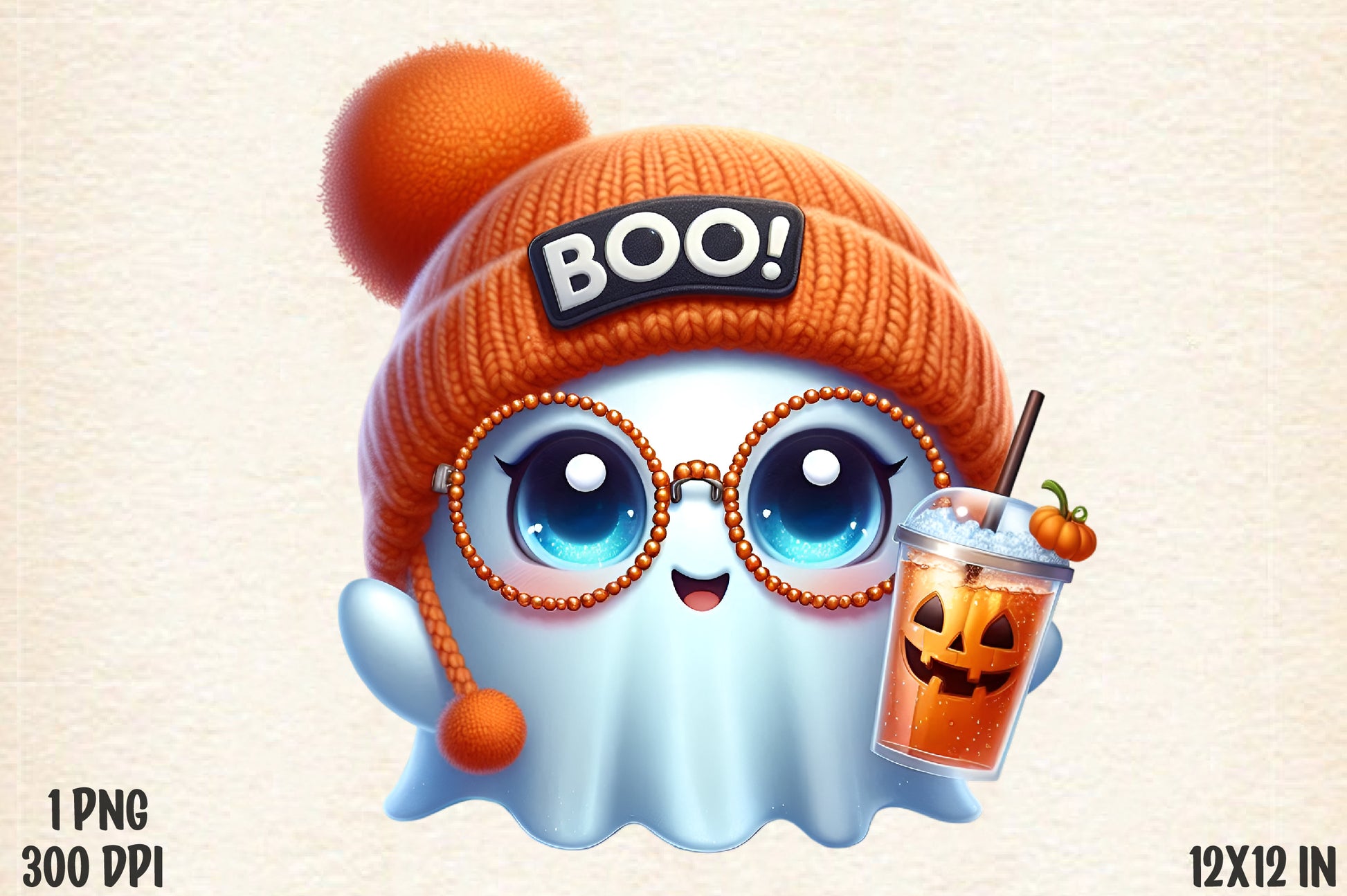 Cute Boujee Ghost Halloween PNG Boo Ghost Pumpkin Drink Sublimation