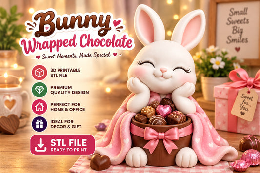 Cute Bunny Chocolate Holder 3D STL File