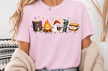 Cute Camping Ghost Halloween PNG Campfire Lantern S'mores Spooky Sublimation