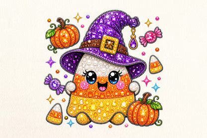 Cute Candy Corn Witch PNG