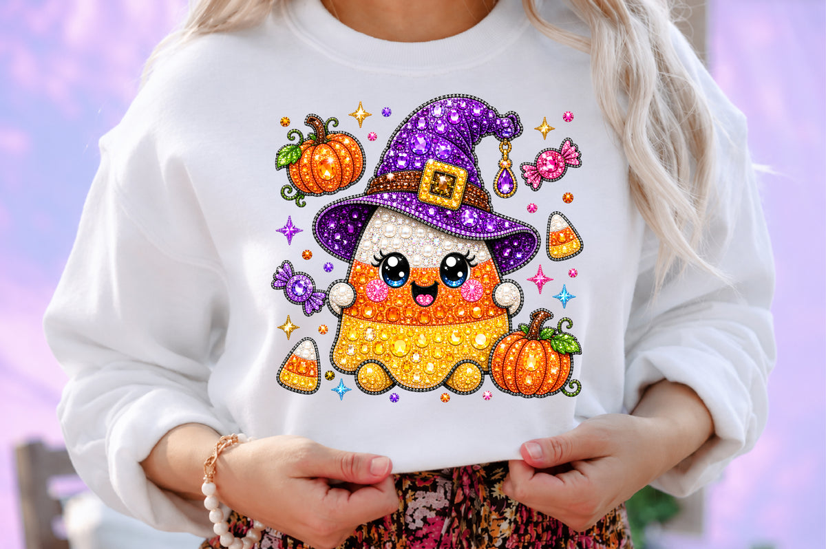 Cute Candy Corn Witch PNG