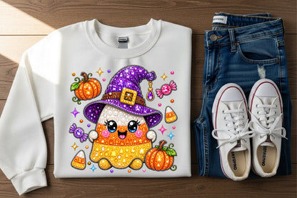 Cute Candy Corn Witch PNG