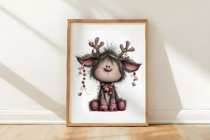 Cute Cartoon Christmas Reindeer PNG | Reindeer Clipart | 4 PNG