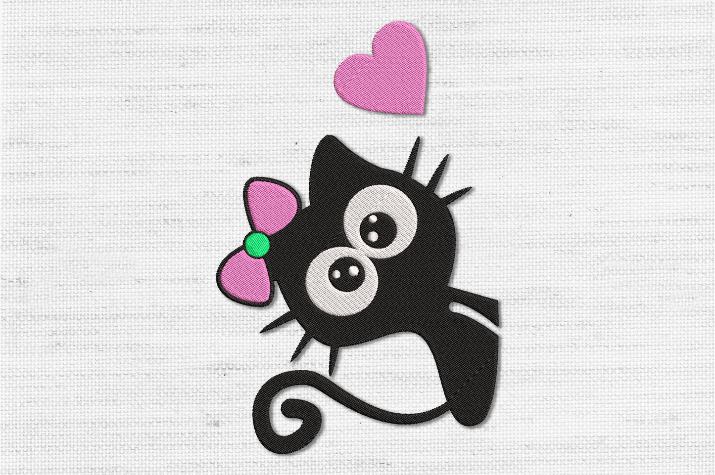 Cute Cat Embroidery Design – Adorable Kitty Machine Embroidery Pattern, Sweet Cat Embroidery Design