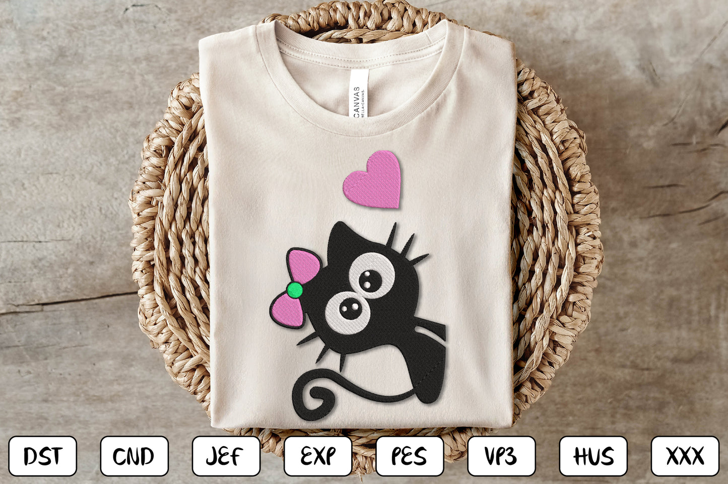 Cute Cat Embroidery Design – Adorable Kitty Machine Embroidery Pattern, Sweet Cat Embroidery Design