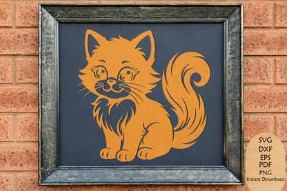 Cute Cat Laser Cut SVG, Kawaii Cat Wall Art & Craft Design