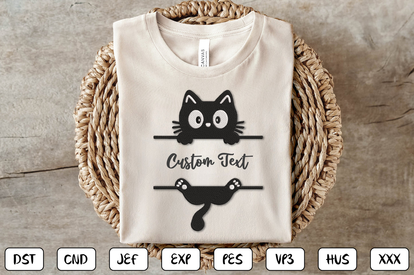 Cute Cat Peeking Embroidery Design Bundle – Adorable Kitty Machine Embroidery Patterns, Playful Cat Embroidery