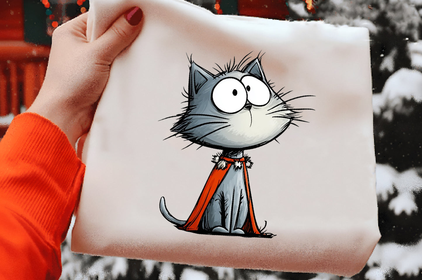 Cute Christmas Cat Clipart PNG Bundle | Adorable Watercolor Holiday Cat Clipart