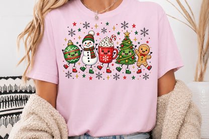 Cute Christmas Characters PNG Ornament Snowman Cocoa Tree Gingerbread Sublimation