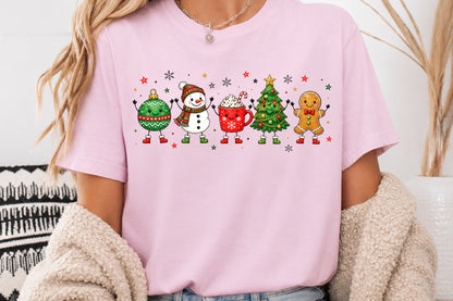 Cute Christmas Characters Doodle PNG Ornament Snowman Cocoa Tree Gingerbread Sublimation