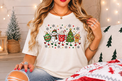 Cute Christmas Characters PNG Ornament Snowman Cocoa Tree Gingerbread Sublimation