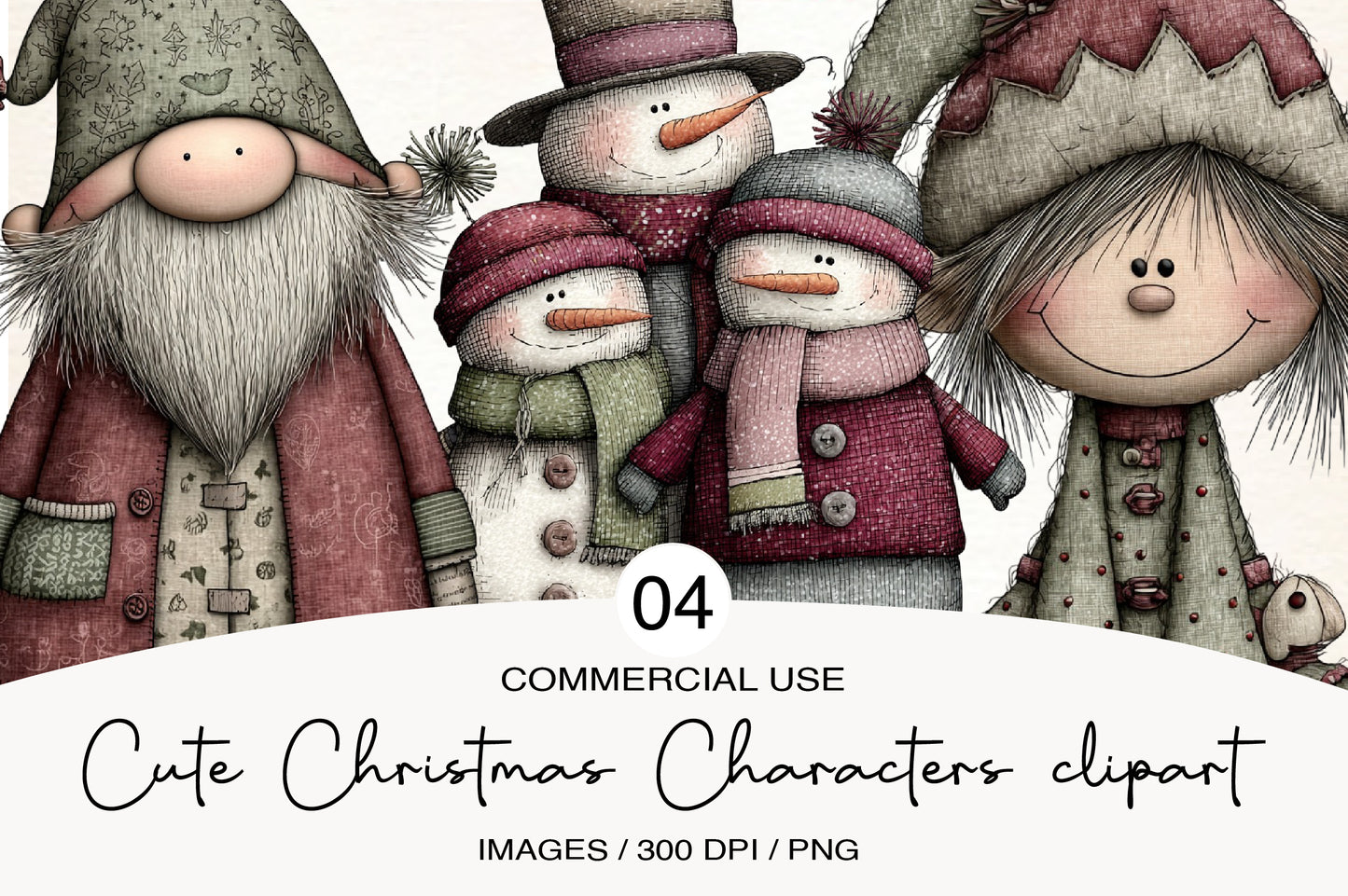 Cute Christmas Characters Clipart PNG