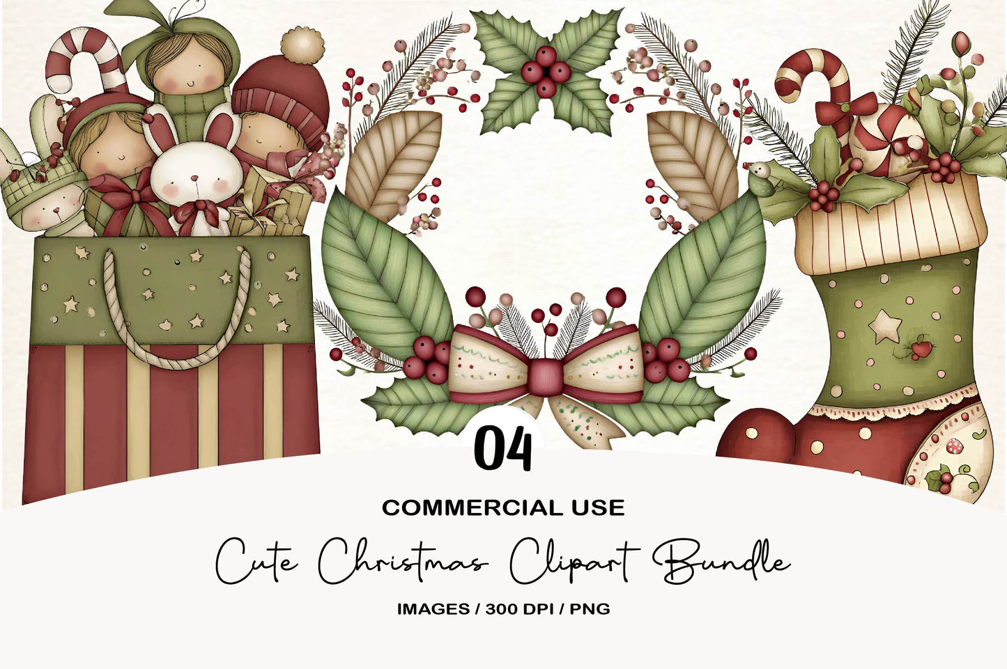 Cute Christmas Clipart Bundle PNG