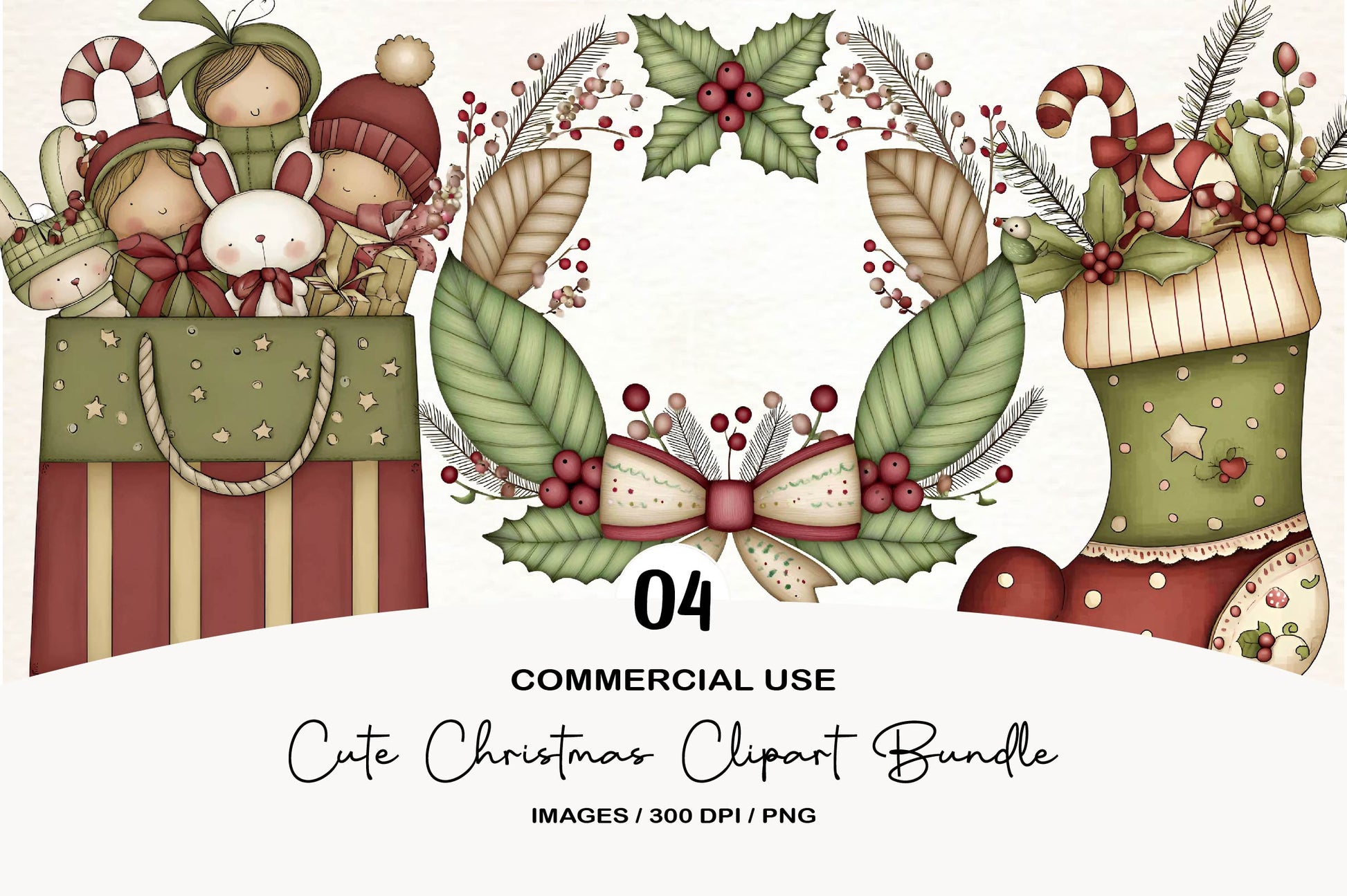 Cute Christmas Clipart Bundle PNG