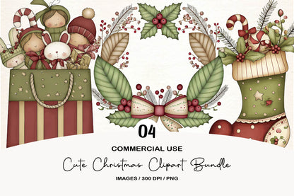 Cute Christmas Clipart Bundle PNG