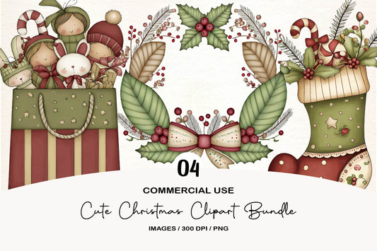 Cute Christmas Clipart Bundle PNG