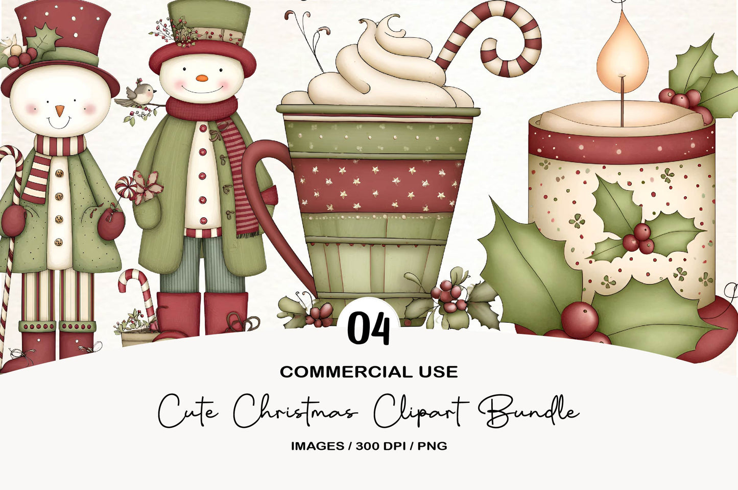Cute Christmas Clipart Bundle PNG