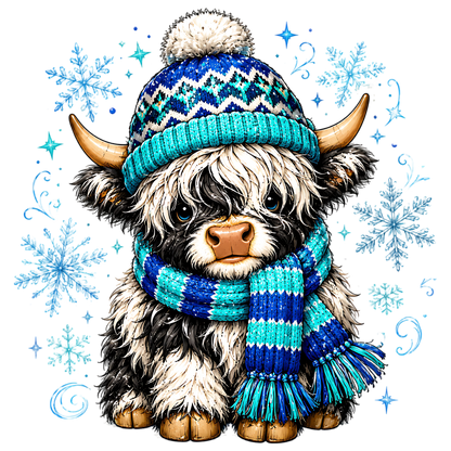 Cute Highland Cow Christmas Winter PNG