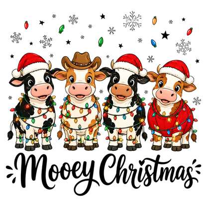 Cute Christmas Cow Santa Hats PNG