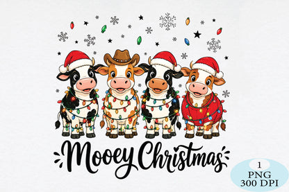 Cute Christmas Cow Santa Hats PNG