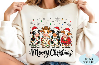 Cute Christmas Cow Santa Hats PNG