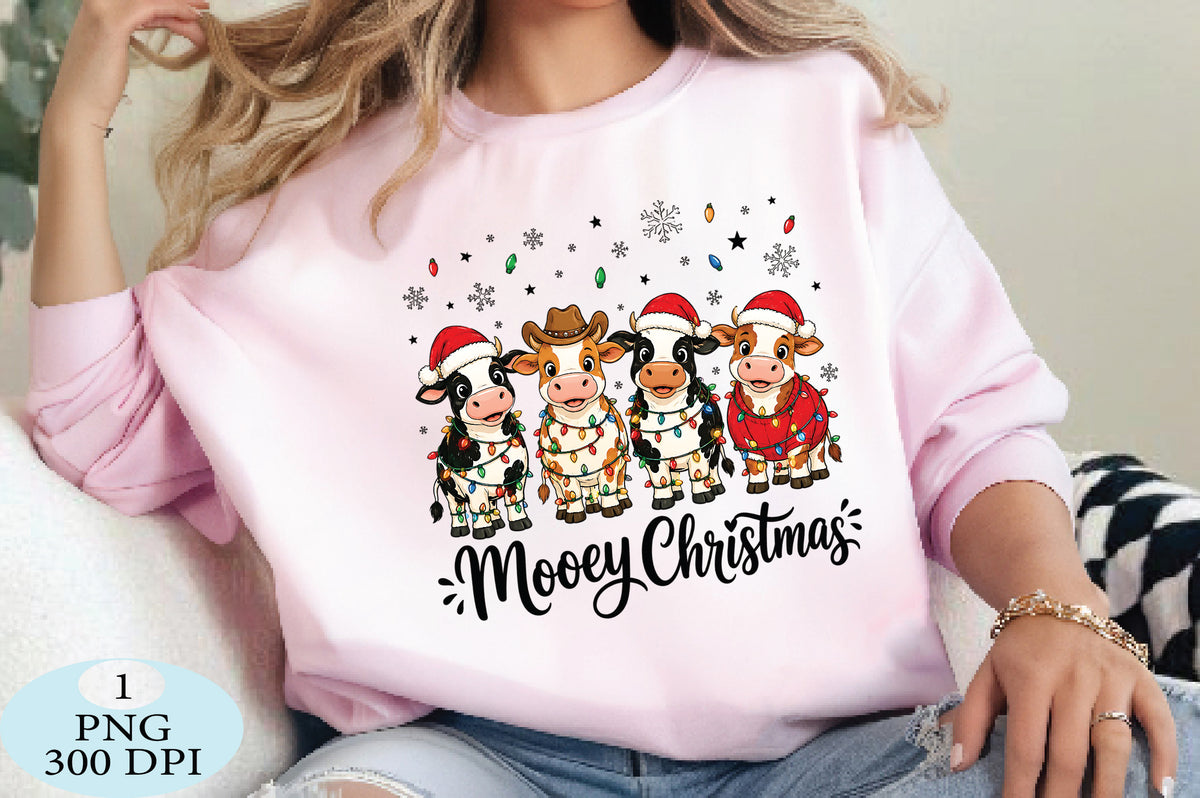 Cute Christmas Cow Santa Hats PNG