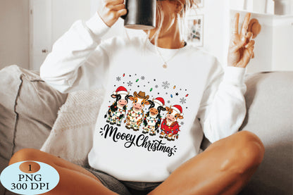 Cute Christmas Cow Santa Hats PNG