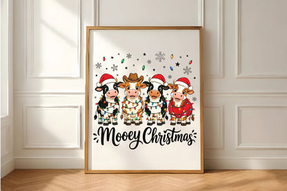 Cute Christmas Cow Santa Hats PNG