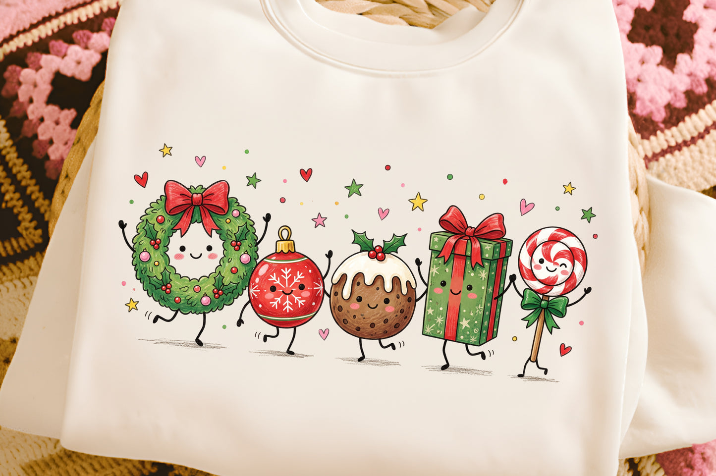 Cute Christmas Doodles PNG | Kawaii Holiday Christmas Sublimation Clipart