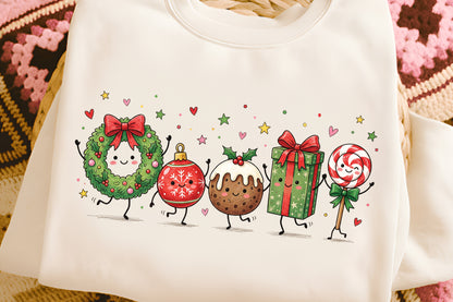 Cute Christmas Doodles PNG | Kawaii Holiday Christmas Sublimation Clipart