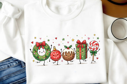 Cute Christmas Doodles PNG | Kawaii Holiday Christmas Sublimation Clipart