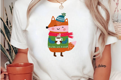 Cute Christmas Fox Clipart PNG