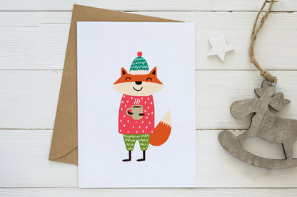 Cute Christmas Fox Clipart PNG