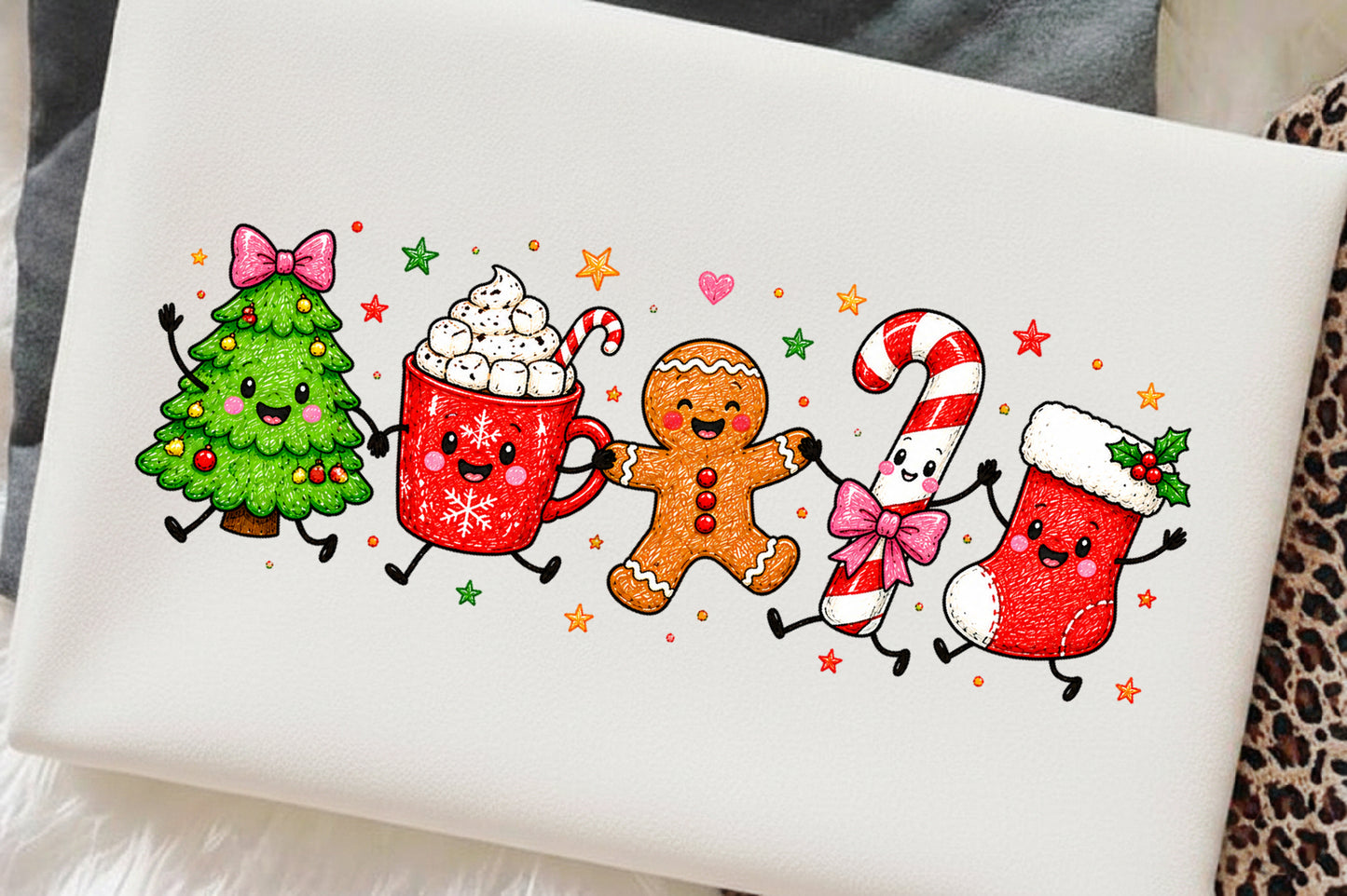 Cute Christmas Funny Doodle PNG Christmas Characters Sublimation