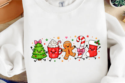 Cute Christmas Funny Doodle PNG Christmas Characters Sublimation