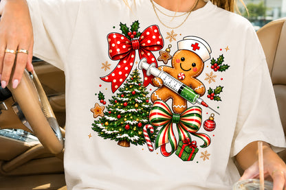 Cute Christmas Gingerbread Nurse PNG Holiday Medical Design