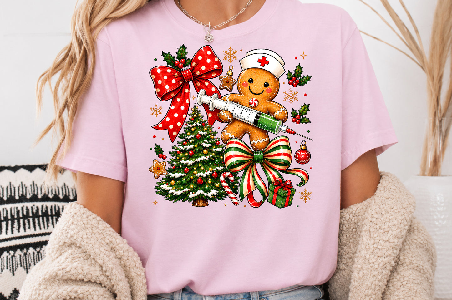 Cute Christmas Gingerbread Nurse PNG Holiday Medical Design