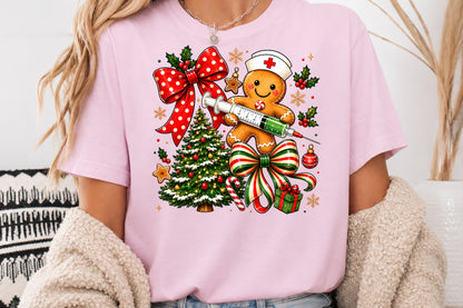 Cute Christmas Gingerbread Nurse PNG Holiday Medical Design