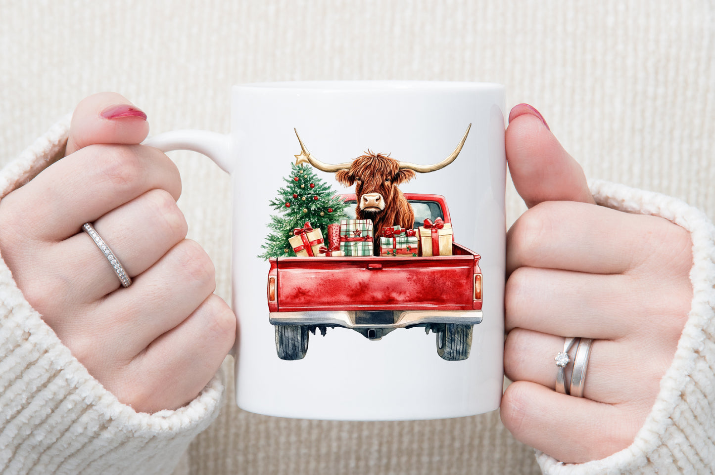 Cute Christmas Highland Cow Clipart PNG Bundle Commercial Use