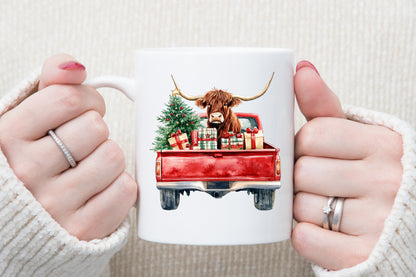Cute Christmas Highland Cow Clipart PNG Bundle Commercial Use