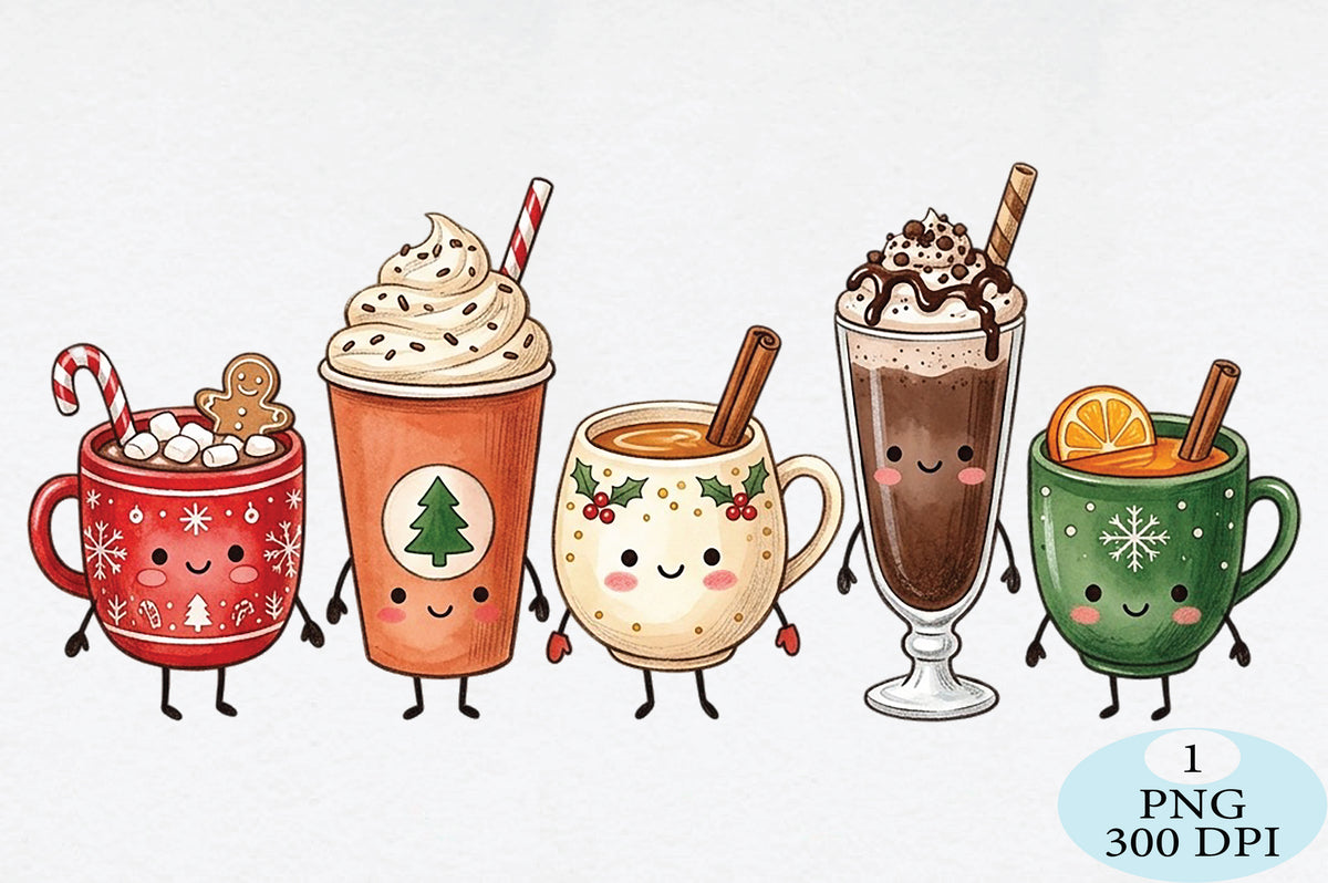Cute Christmas Holiday Drinks PNG